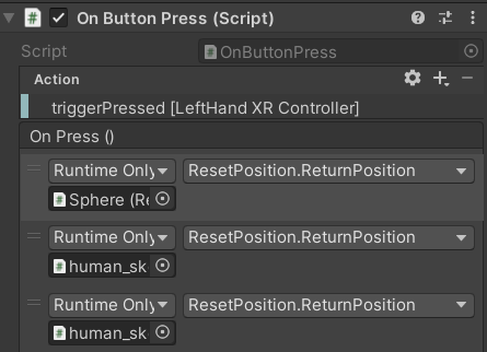 Reset position script trigger settings