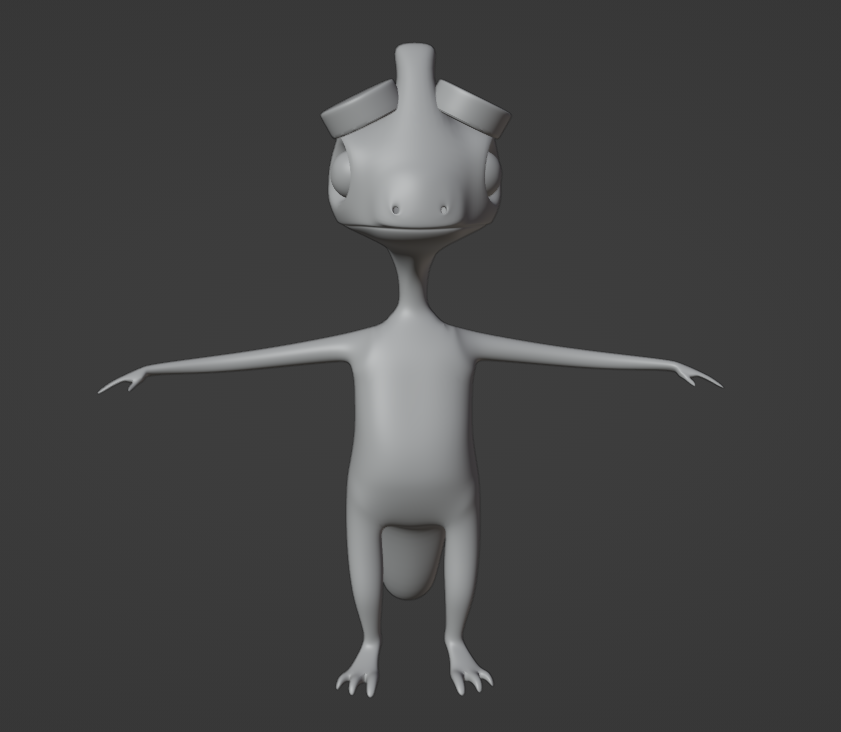 Lizard body mesh front view