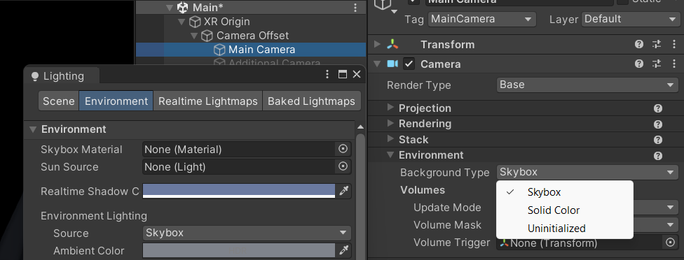 Camera rendering settings